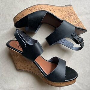 NEW WITH BOX BLACK WEDGE HEELS- SIZE 8.5